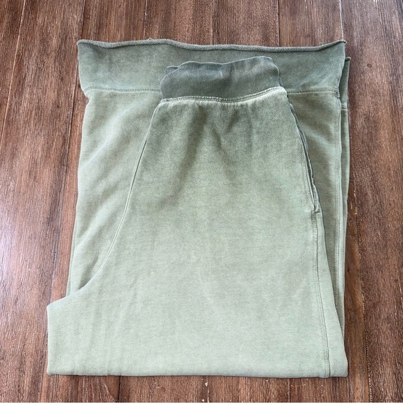 Anthropologie Saturday Sunday Green Ombre Cropped Wide Leg Sweat pant S - Picture 2 of 13